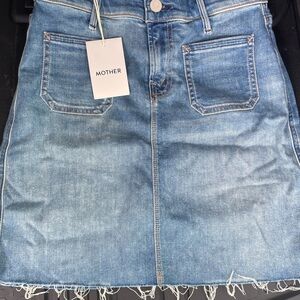 MOTHER Blue Denim Mini Skirt